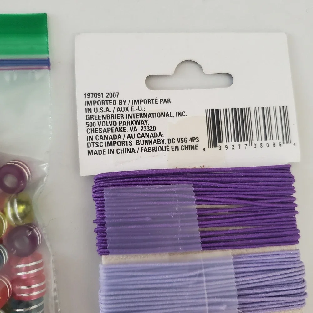 Crafters Square Jewelry Making Kit Striped Beads and 4pk Stretch Lace Elastic